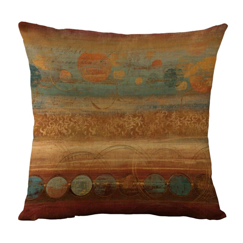 WOMHOPE Set of 4 Retro Throw Pillow Covers Oil Painting Burlap Toss Decoration Pillow Cases Square Cushion Cases 18 x 18 Inch for Living Room,Couch and Bed (Brick red) - Image 5